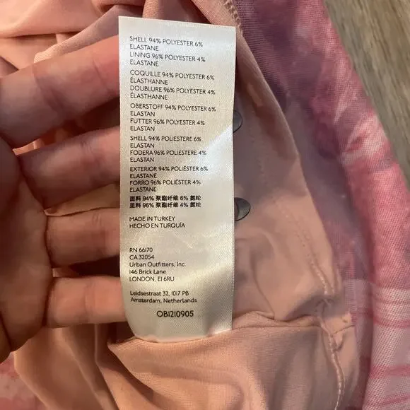 NWT Urban Outfitters Pink Marbled Mini Slip Dress Mesh Lightweight XL - Picture 13 of 16